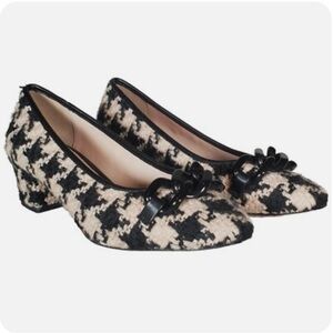 Kate Spade Kacey Houndstooth Black Cream Tweed Ballet Flat Sz 9.5 HOT DEAL FIRM